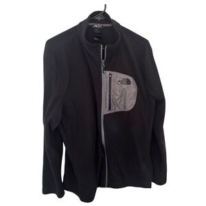 The North Face Men’s fleece Black Jacket with Gray zipper pocket size XL